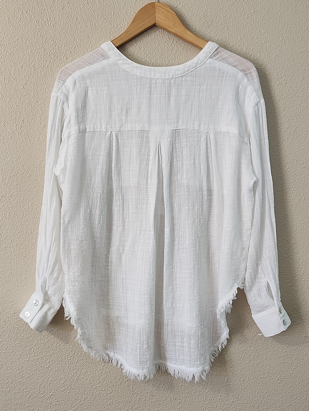 Free People "Talk to Me" White Gauzy Light Weight Top - Picture 3 of 10